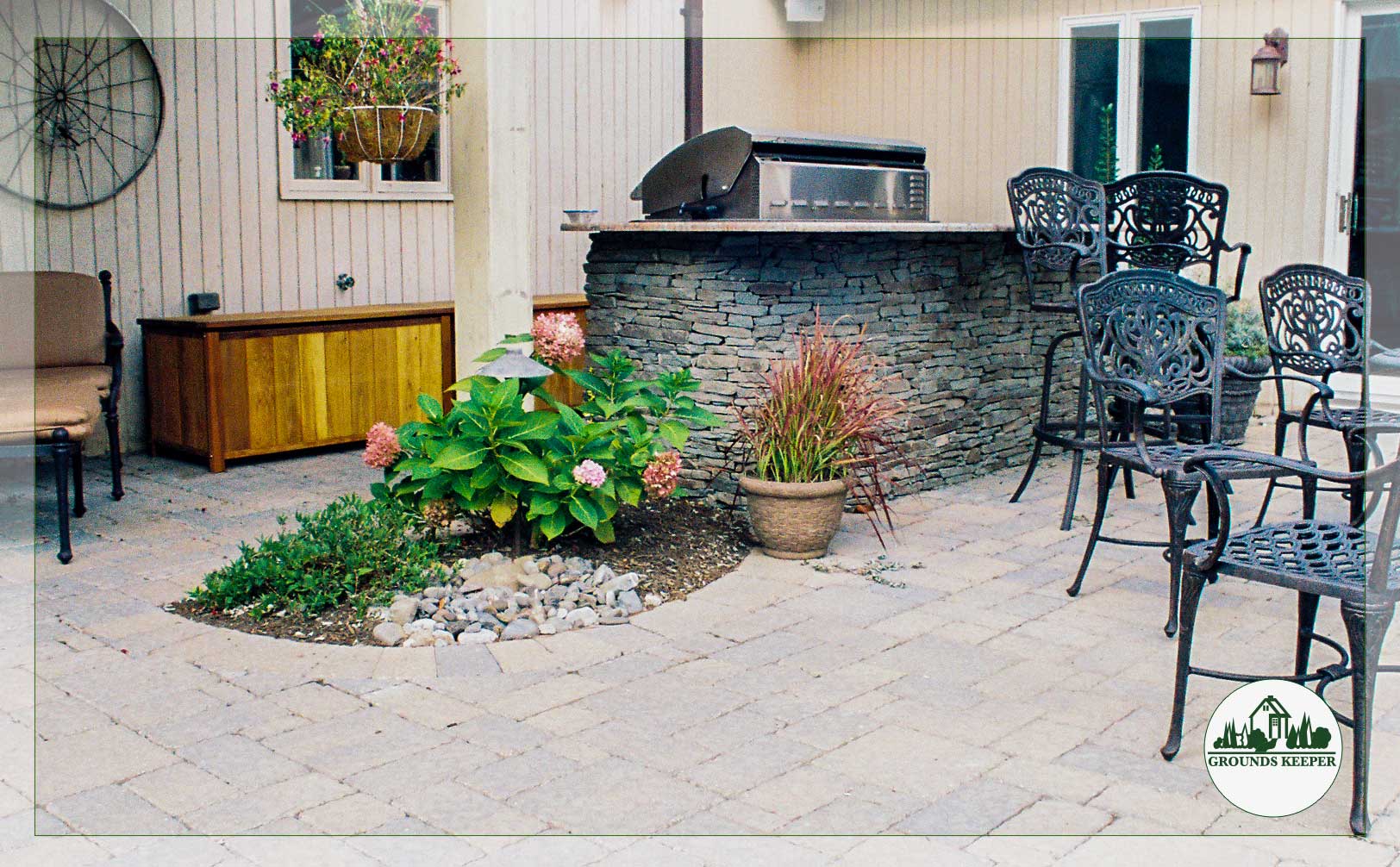 kitchen with wrought iron chairs