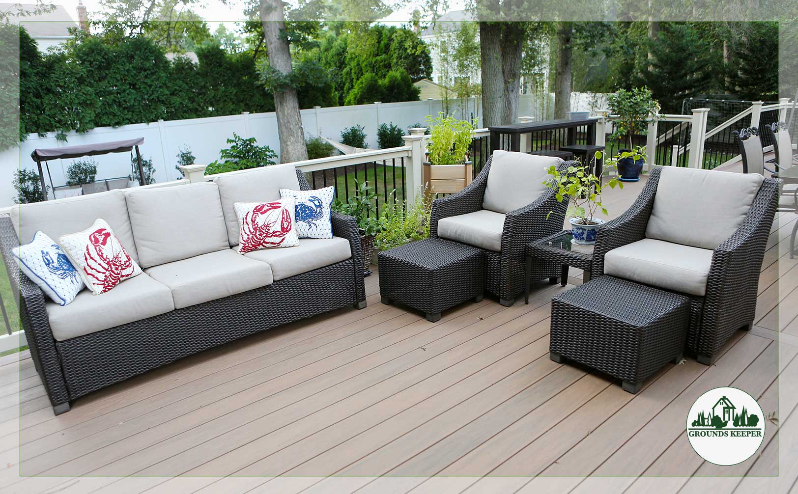 comfortable backyard seating on deck