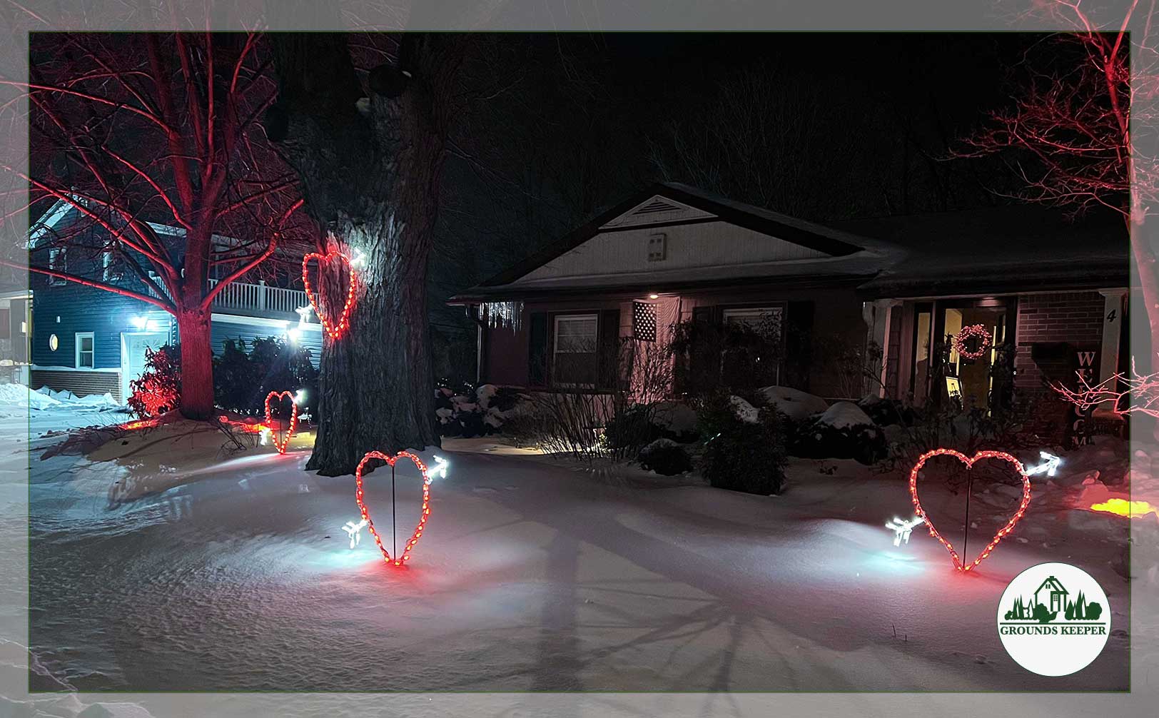 valentines day yard lighting