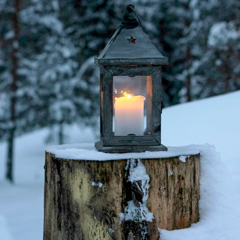 outdoor lantern in winter