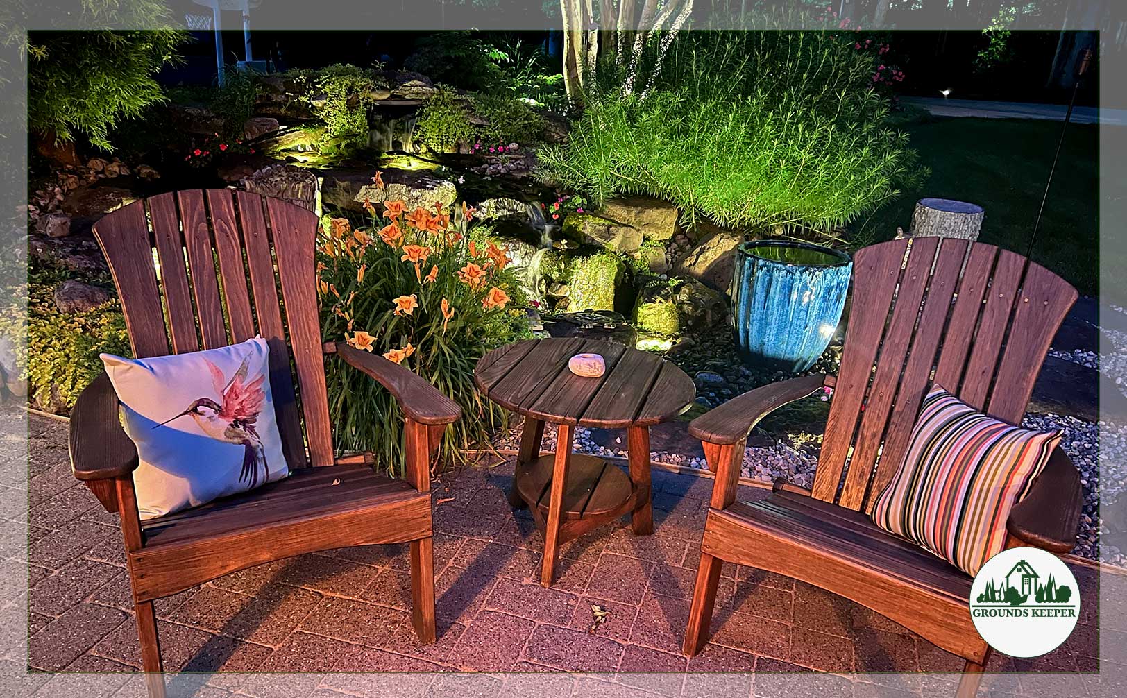 adirondack chairs with garden lighting