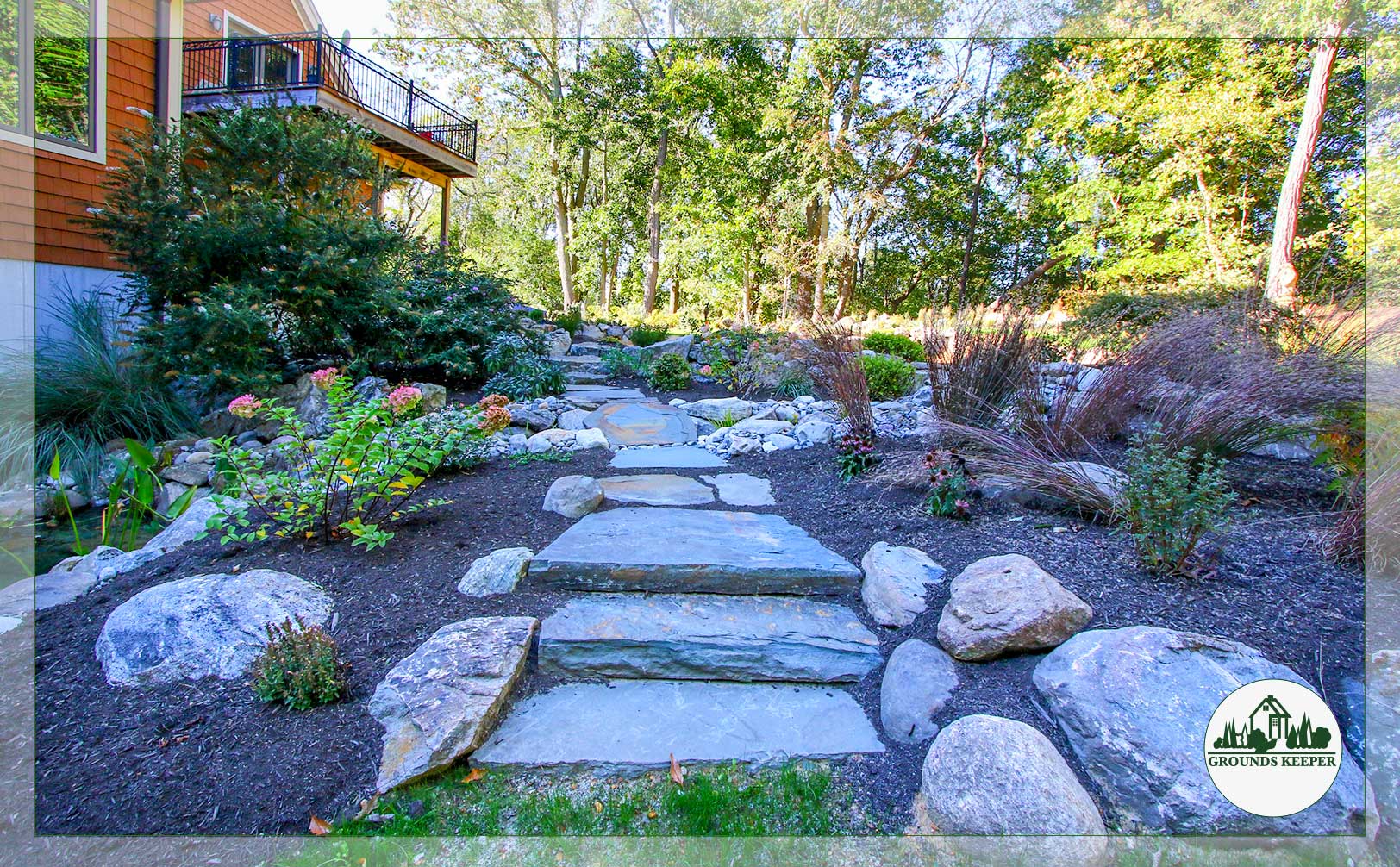 natural stone slab backyard pathway