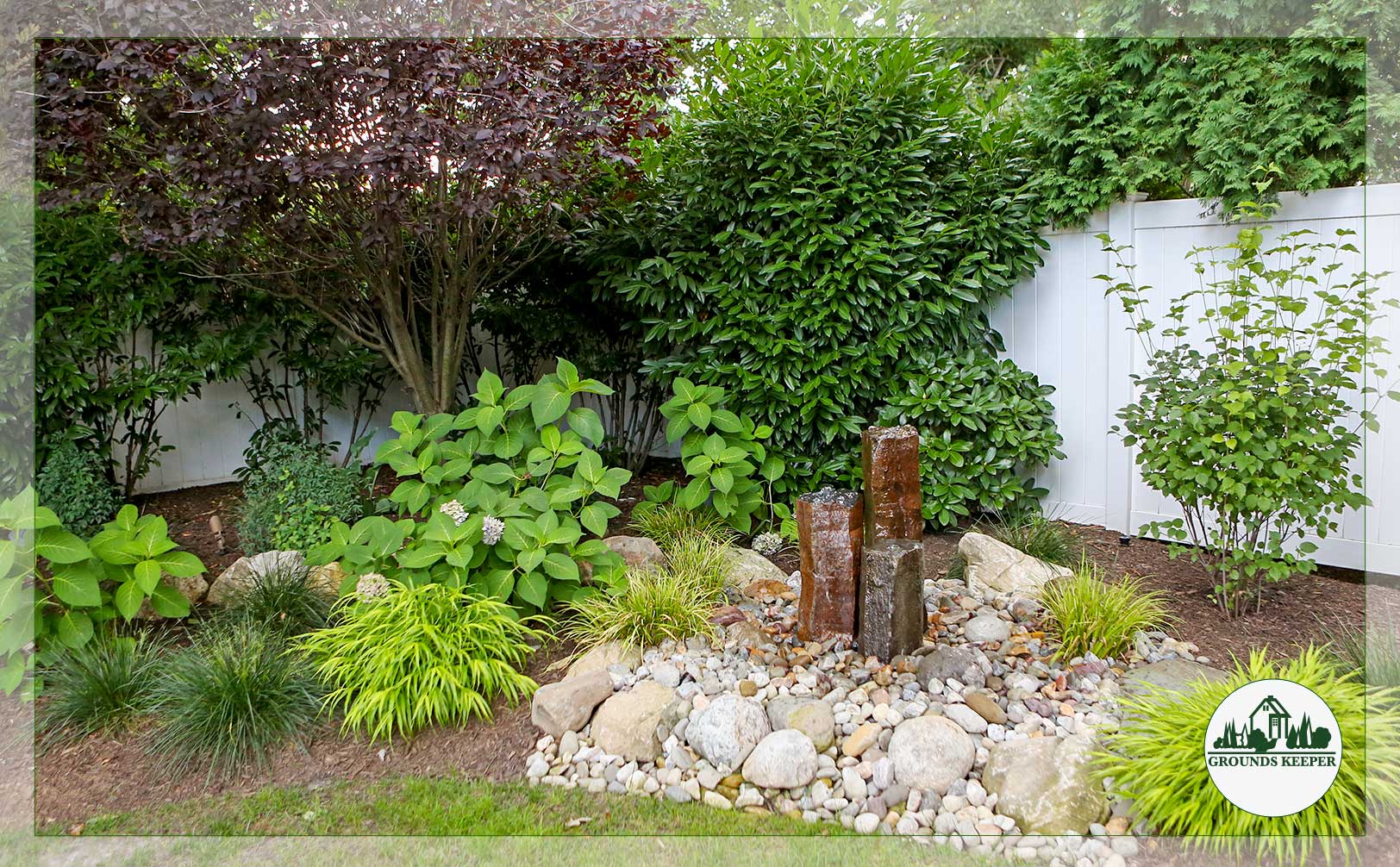 bubbling columns in garden