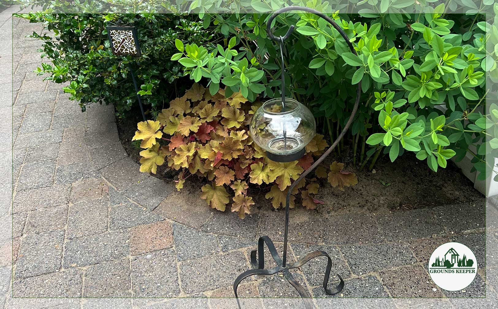 garden art and muted fall colors
