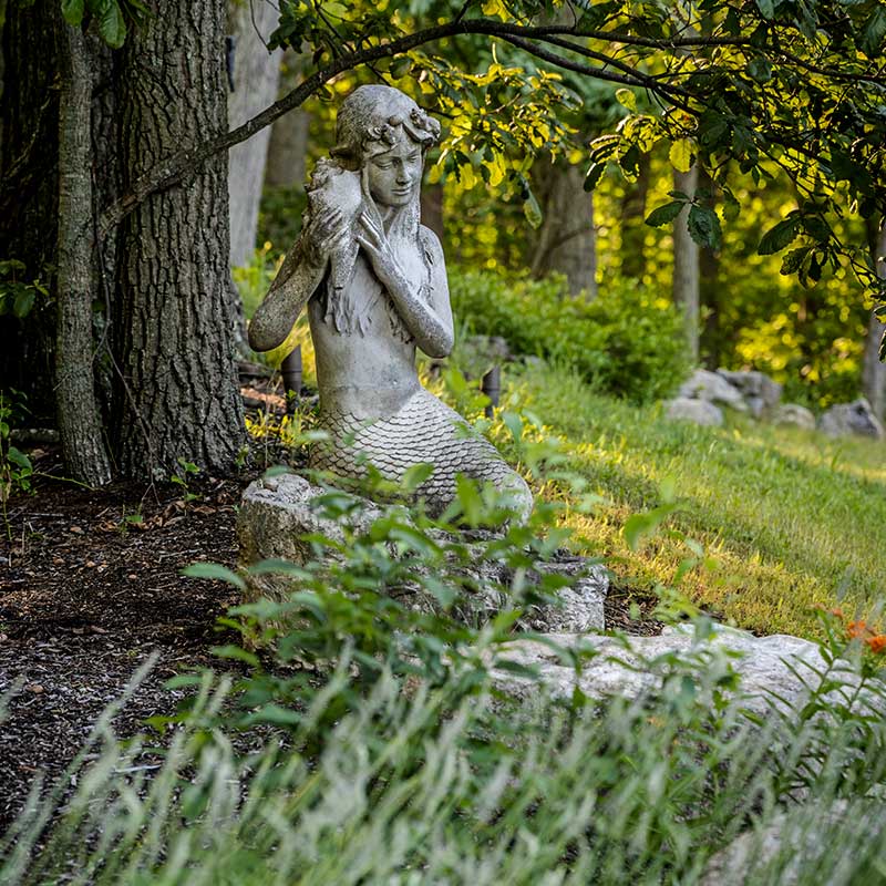 stone mermaid garden statue