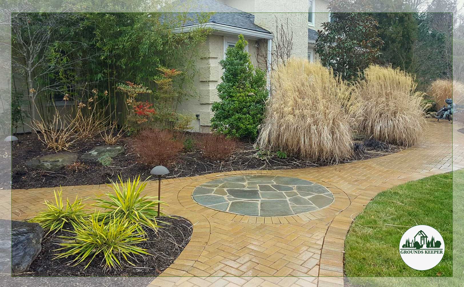 tall grasses and paver pathway with a fall vibe 