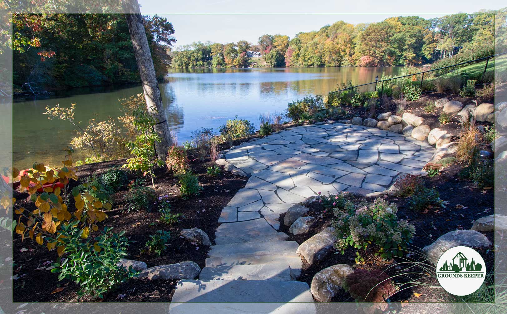 autumn pathway to lake