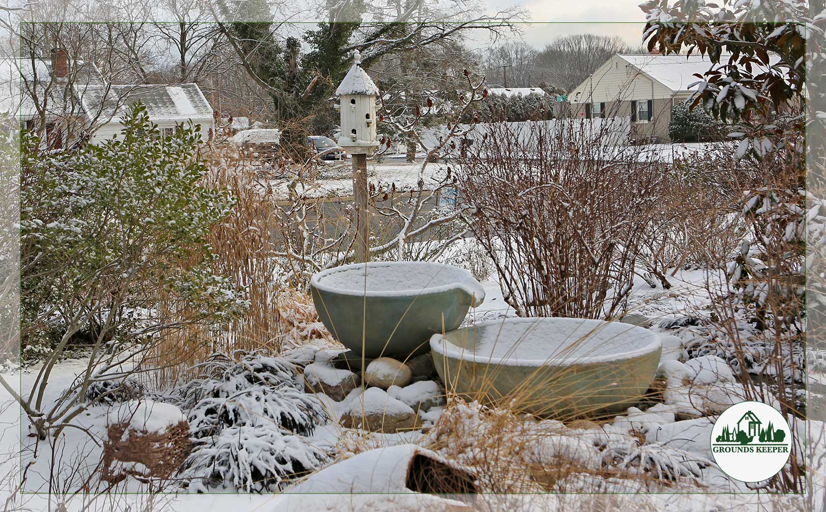 winter focal point bird house and spill bowls