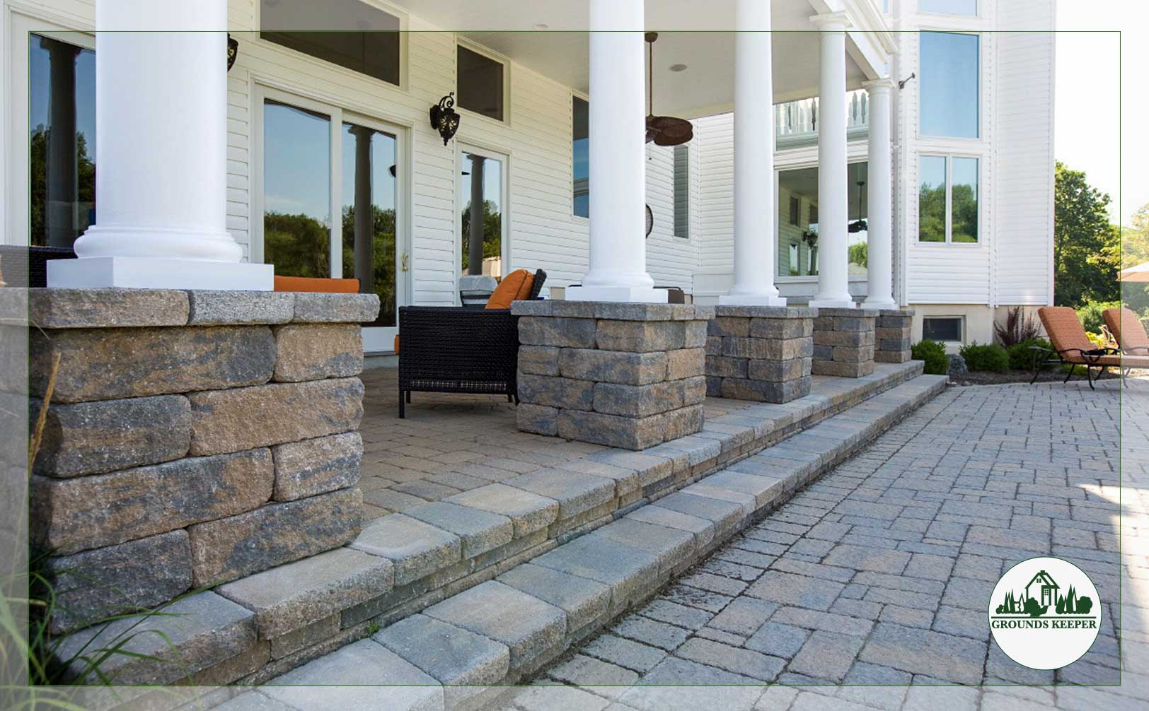 hardscape under sheltered overhang or deck