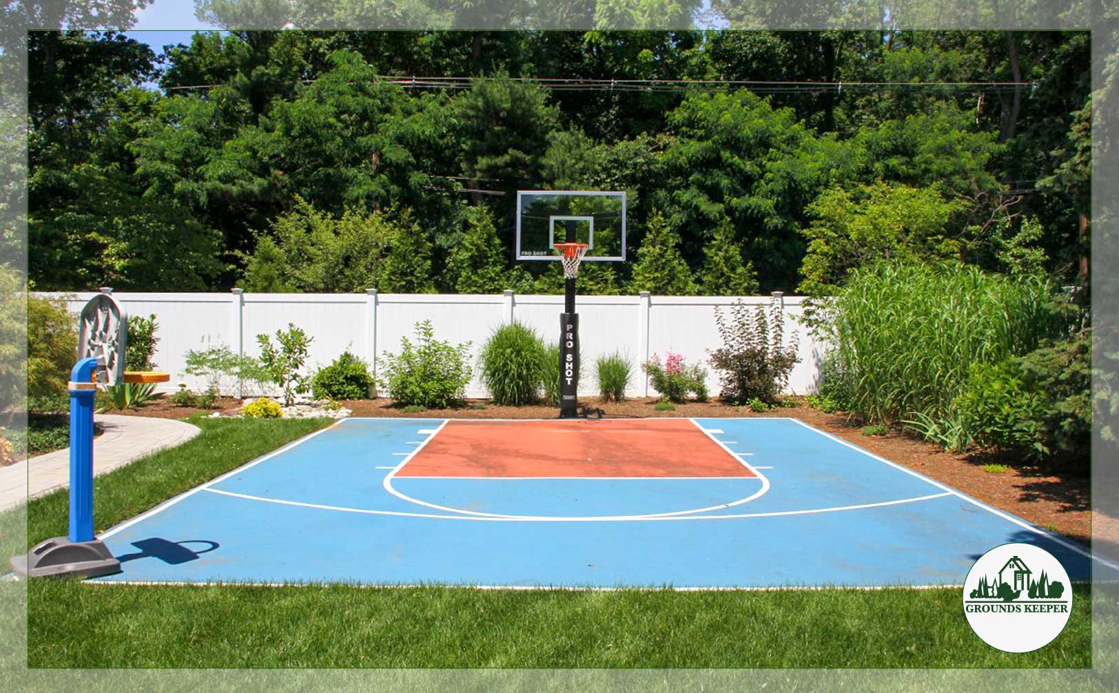 landscaping around basketball court